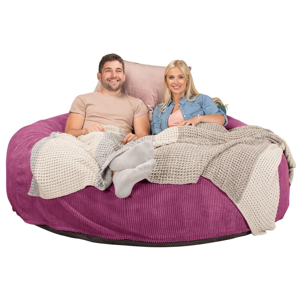 Lounge Pug, Pouf Sacco Gigante King Size XXL, C3000L CloudSac, Imbottito Di Fiocchi Di Lattice e Poliestere, Pompon Rosa