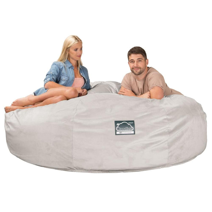 Lounge Pug, Pouf Sacco Gigante King Size XXL, C3000L CloudSac, Imbottito Di Fiocchi Di Lattice e Poliestere, Velluto Argento
