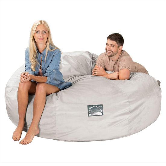 Lounge Pug, Pouf Sacco Gigante King Size XXL, C3000L CloudSac, Imbottito Di Fiocchi Di Lattice e Poliestere, Velluto Argento