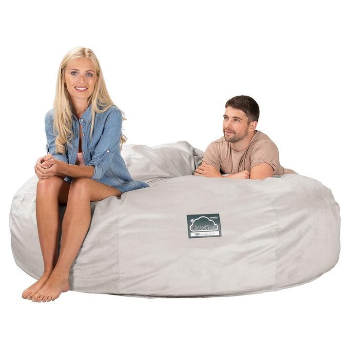 Lounge Pug, Pouf Sacco Gigante King Size XXL, C3000L CloudSac, Imbottito Di Fiocchi Di Lattice e Poliestere, Velluto Argento