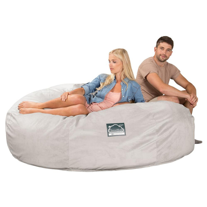 Lounge Pug, Pouf Sacco Gigante King Size XXL, C3000L CloudSac, Imbottito Di Fiocchi Di Lattice e Poliestere, Velluto Argento