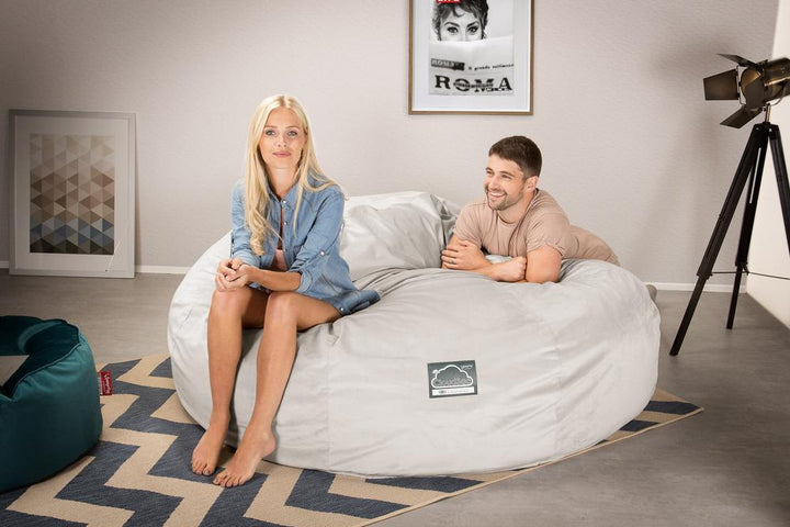 Lounge Pug, Pouf Sacco Gigante King Size XXL, C3000L CloudSac, Imbottito Di Fiocchi Di Lattice e Poliestere, Velluto Argento