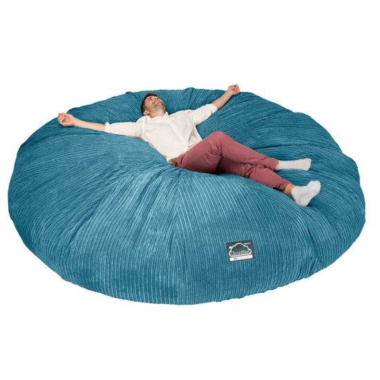 Lounge Pug, Pouf Sacco Gigante Titanico XXXXXL, C5000L CloudSac, Imbottito Di Fiocchi Di Lattice e Poliestere, Velluto a Coste Egeo Blu
