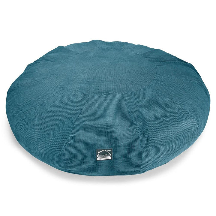Lounge Pug, Pouf Sacco Gigante Titanico XXXXXL, C5000L CloudSac, Imbottito Di Fiocchi Di Lattice e Poliestere, Pompon Egeo Blu