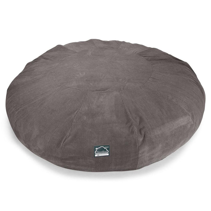 Lounge Pug, Pouf Sacco Gigante Titanico XXXXXL, C5000L CloudSac, Imbottito Di Fiocchi Di Lattice e Poliestere, Pompon Carbone Grigio