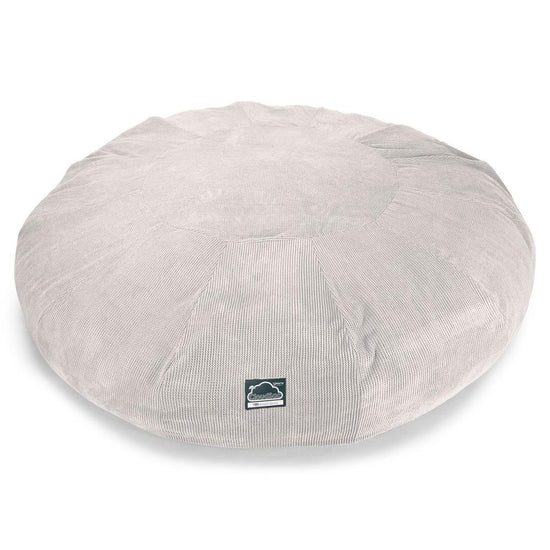 Lounge Pug, Pouf Sacco Gigante Titanico XXXXXL, C5000L CloudSac, Imbottito Di Fiocchi Di Lattice e Poliestere, Pompon Panna