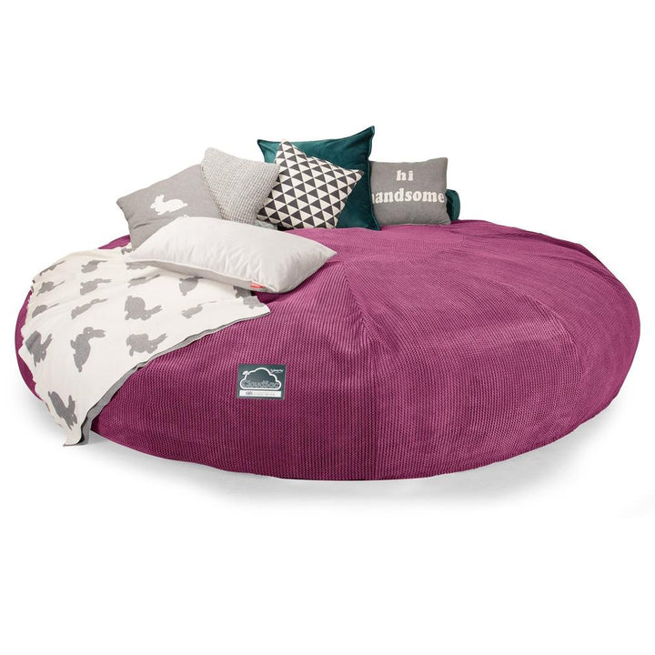 Lounge Pug, Pouf Sacco Gigante Titanico XXXXXL, C5000L CloudSac, Imbottito Di Fiocchi Di Lattice e Poliestere, Pompon Rosa