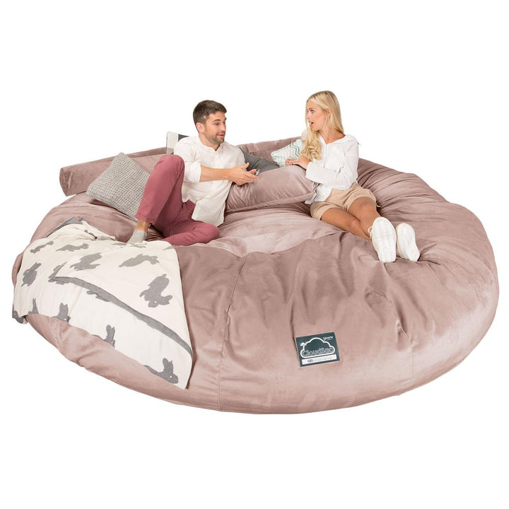 Lounge Pug, Pouf Sacco Gigante Titanico XXXXXL, C5000L CloudSac, Imbottito Di Fiocchi Di Lattice e Poliestere, Velluto Rosa