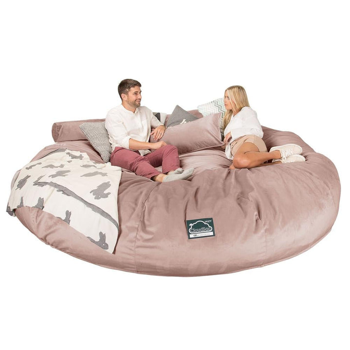 Lounge Pug, Pouf Sacco Gigante Titanico XXXXXL, C5000L CloudSac, Imbottito Di Fiocchi Di Lattice e Poliestere, Velluto Rosa