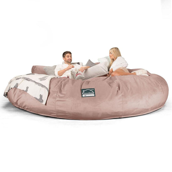 Lounge Pug, Pouf Sacco Gigante Titanico XXXXXL, C5000L CloudSac, Imbottito Di Fiocchi Di Lattice e Poliestere, Velluto Rosa