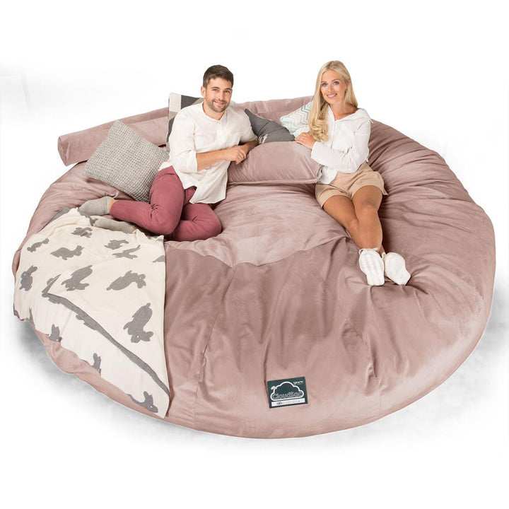 Lounge Pug, Pouf Sacco Gigante Titanico XXXXXL, C5000L CloudSac, Imbottito Di Fiocchi Di Lattice e Poliestere, Velluto Rosa