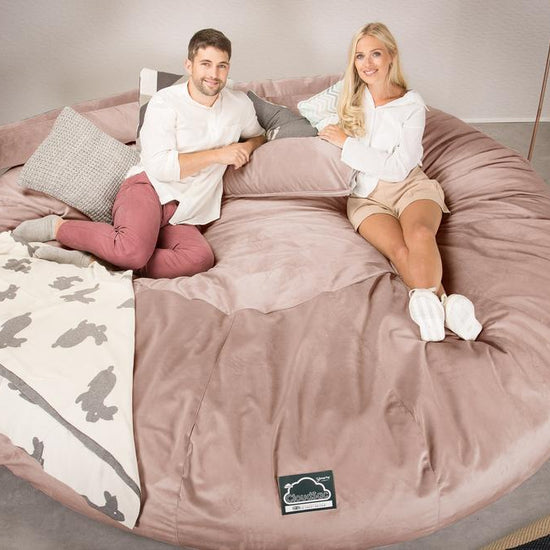 Lounge Pug, Pouf Sacco Gigante Titanico XXXXXL, C5000L CloudSac, Imbottito Di Fiocchi Di Lattice e Poliestere, Velluto Rosa