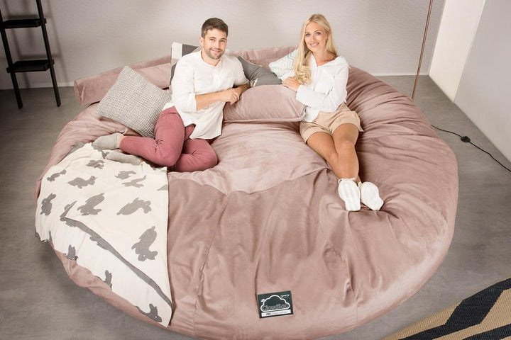 Lounge Pug, Pouf Sacco Gigante Titanico XXXXXL, C5000L CloudSac, Imbottito Di Fiocchi Di Lattice e Poliestere, Velluto Rosa