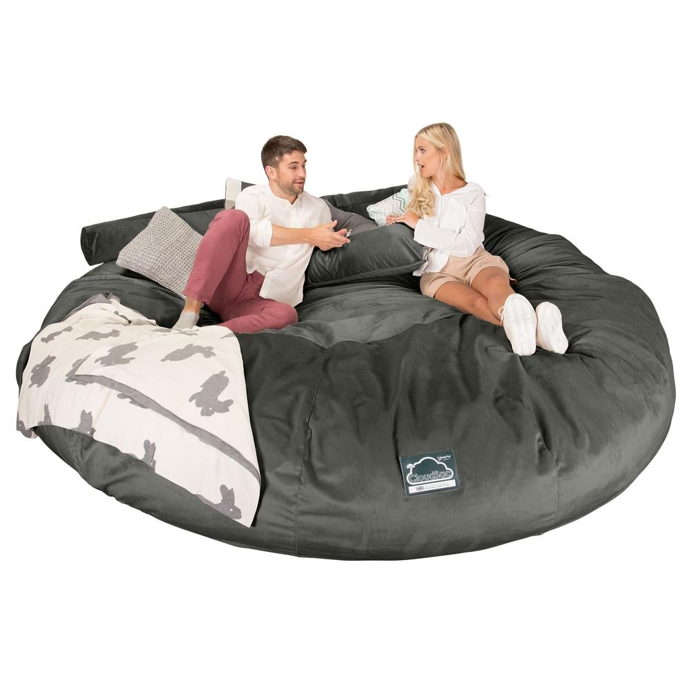 Lounge Pug, Pouf Sacco Gigante Titanico XXXXXL, C5000L CloudSac, Imbottito Di Fiocchi Di Lattice e Poliestere, Velluto Grafite