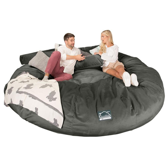 Lounge Pug, Pouf Sacco Gigante Titanico XXXXXL, C5000L CloudSac, Imbottito Di Fiocchi Di Lattice e Poliestere, Velluto Grafite