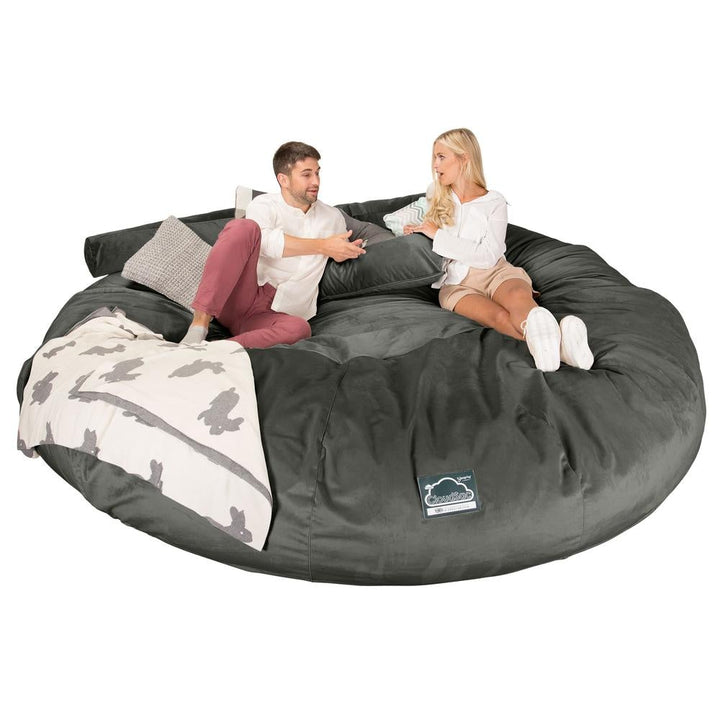 Lounge Pug, Pouf Sacco Gigante Titanico XXXXXL, C5000L CloudSac, Imbottito Di Fiocchi Di Lattice e Poliestere, Velluto Grafite