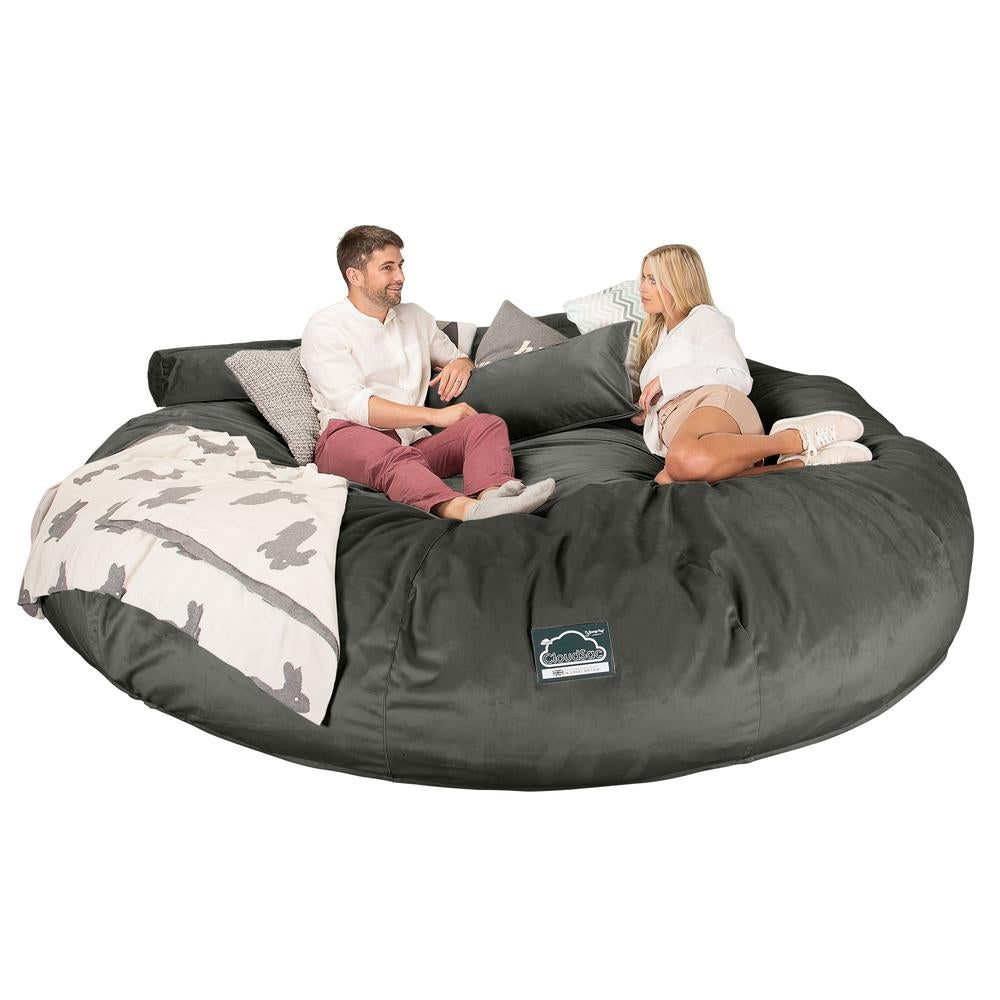 Lounge Pug, Pouf Sacco Gigante Titanico XXXXXL, C5000L CloudSac, Imbottito Di Fiocchi Di Lattice e Poliestere, Velluto Grafite