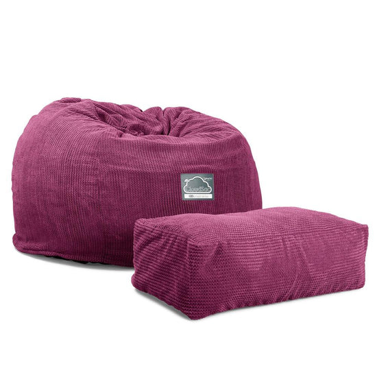 Lounge Pug, Pouf Sacco Gigante XL, C510L CloudSac, Imbottito Di Fiocchi Di Lattice e Poliestere, Pompon Rosa