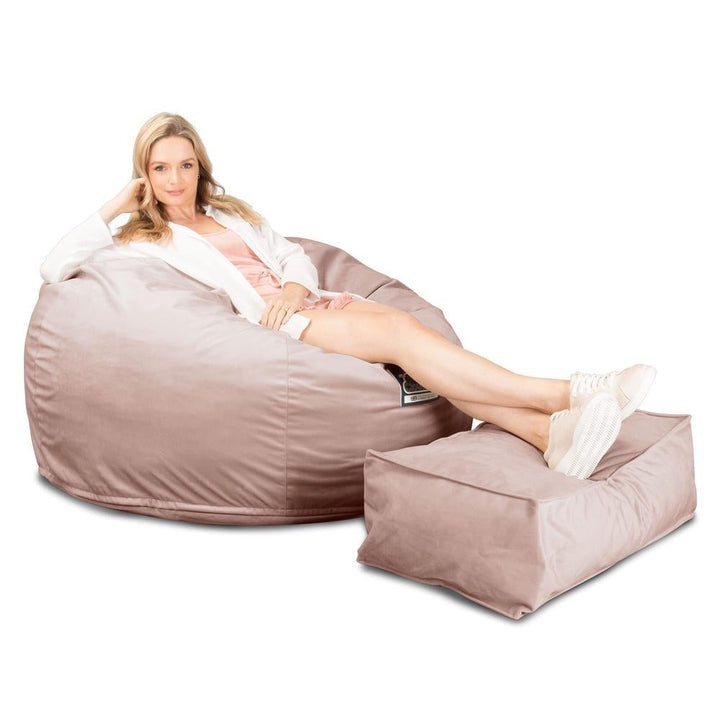 Lounge Pug, Pouf Sacco Gigante XL, C510L CloudSac, Imbottito Di Fiocchi Di Lattice e Poliestere, Velluto Rosa
