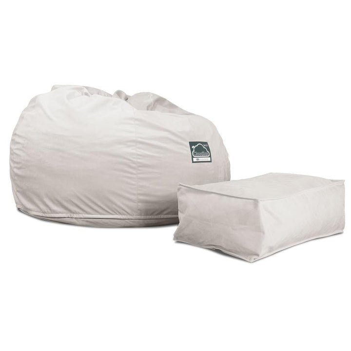 Lounge Pug, Pouf Sacco Gigante XL, C510L CloudSac, Imbottito Di Fiocchi Di Lattice e Poliestere, Velluto Argento