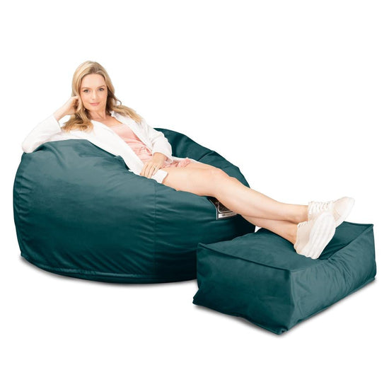 Lounge Pug, Pouf Sacco Gigante XL, C510L CloudSac, Imbottito Di Fiocchi Di Lattice e Poliestere, Velluto Alzavola