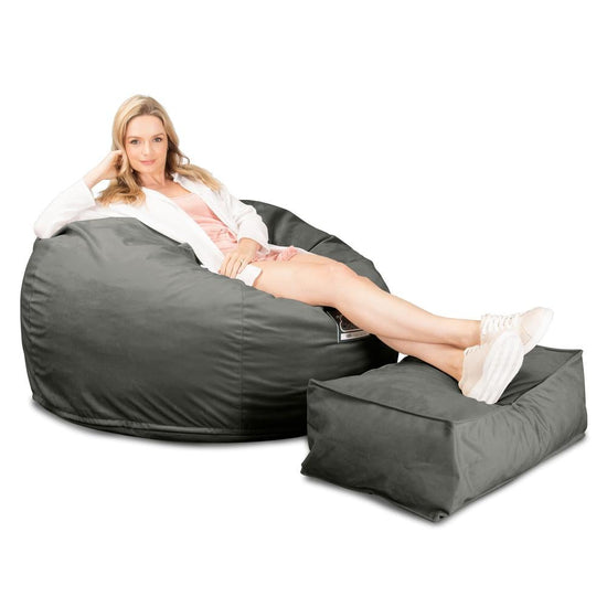 Lounge Pug, Pouf Sacco Gigante XL, C510L CloudSac, Imbottito Di Fiocchi Di Lattice e Poliestere, Velluto Grafite