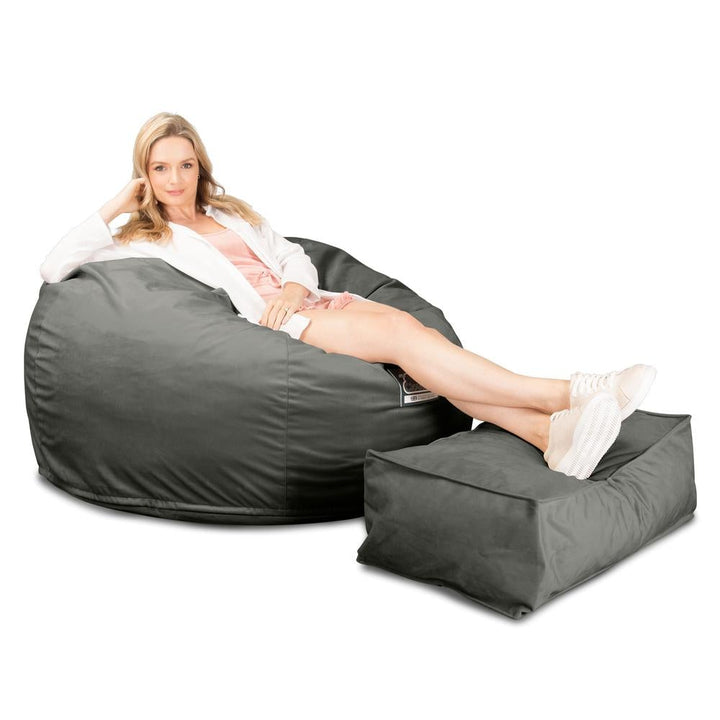 Lounge Pug, Pouf Sacco Gigante XL, C510L CloudSac, Imbottito Di Fiocchi Di Lattice e Poliestere, Velluto Grafite