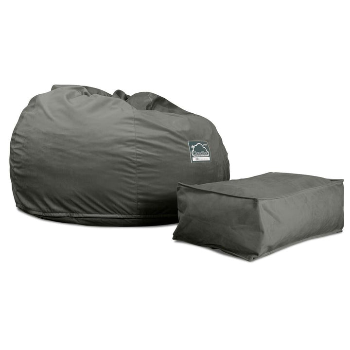 Lounge Pug, Pouf Sacco Gigante XL, C510L CloudSac, Imbottito Di Fiocchi Di Lattice e Poliestere, Velluto Grafite