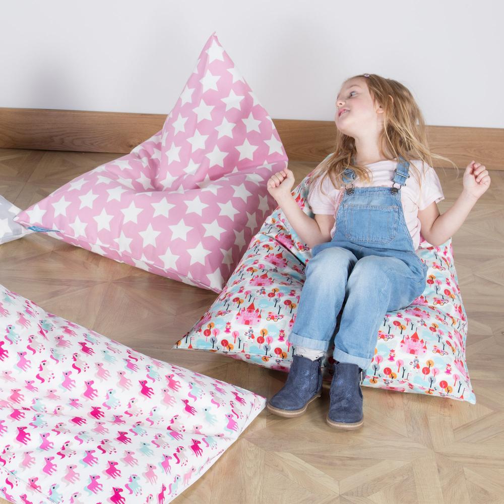 LOUNGE PUG, Pouf Poltrona Relax Per Bambini, Sacco, Motivo per Bambini - Stella Rosa