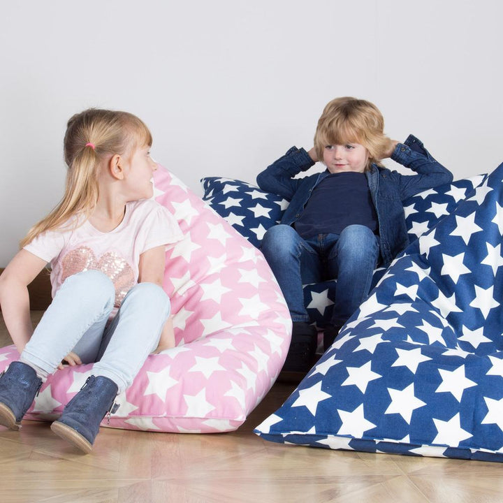 LOUNGE PUG, Pouf Poltrona Relax Per Bambini, Sacco, Motivo per Bambini - Stella Rosa