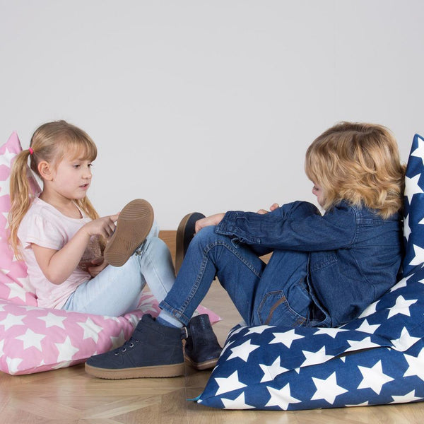 Pouf Poltrona Relax Per Bambini, Sacco 1-6 anni - Motivo per Bambini Stella Rosa Fabric Close-up Image