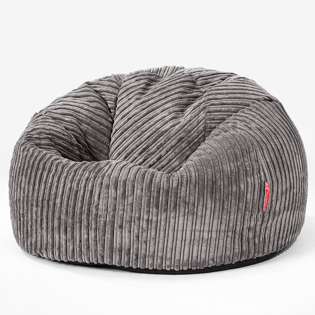 Pouf Sacco Per Bambini, C200L CloudSac, Imbottito Di Fiocchi Di Lattice e Poliestere 2-12 anni - Velluto a Coste Grafite 01