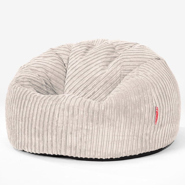 Pouf Sacco Per Bambini, C200L CloudSac, Imbottito Di Fiocchi Di Lattice e Poliestere 2-12 anni - Velluto a Coste Avorio 01