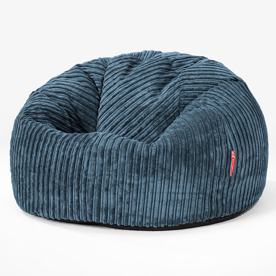 Pouf Sacco Per Bambini, C200L CloudSac, Imbottito Di Fiocchi Di Lattice e Poliestere 2-12 anni - Velluto a Coste Navy 01