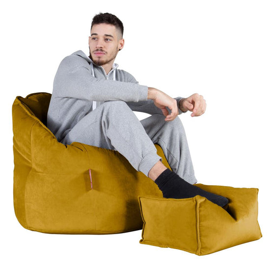LOUNGE PUG, Poltrona Sacco 'Abbraccio', Pouf, Velluto - Oro