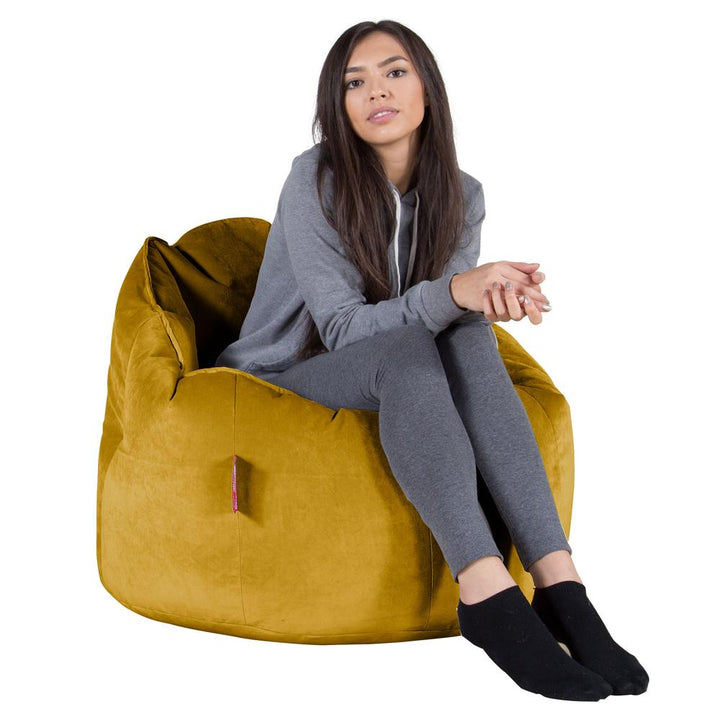 LOUNGE PUG, Poltrona Sacco 'Abbraccio', Pouf, Velluto - Oro