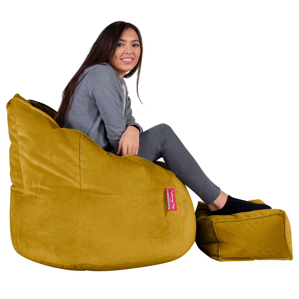 LOUNGE PUG, Poltrona Sacco 'Abbraccio', Pouf, Velluto - Oro