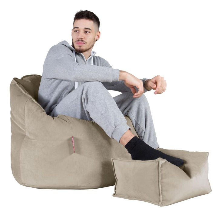 LOUNGE PUG, Poltrona Sacco 'Abbraccio', Pouf, Velluto - Visone