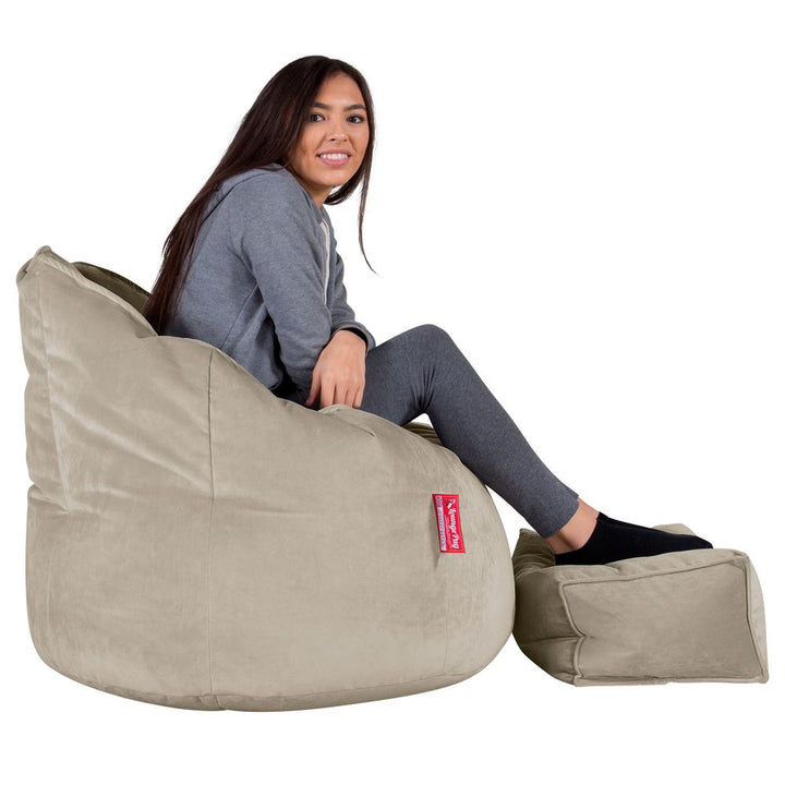 LOUNGE PUG, Poltrona Sacco 'Abbraccio', Pouf, Velluto - Visone