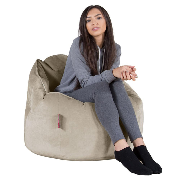 LOUNGE PUG, Poltrona Sacco 'Abbraccio', Pouf, Velluto - Visone
