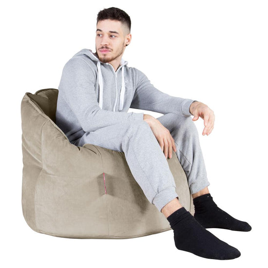 LOUNGE PUG, Poltrona Sacco 'Abbraccio', Pouf, Velluto - Visone