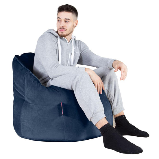 LOUNGE PUG, Poltrona Sacco 'Abbraccio', Pouf, Velluto - Navy