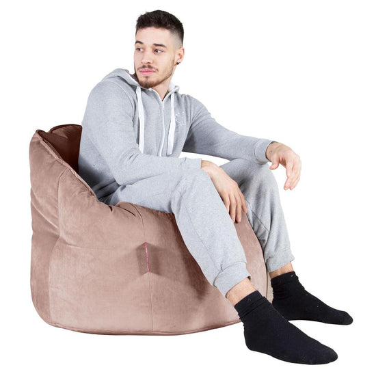 LOUNGE PUG, Poltrona Sacco 'Abbraccio', Pouf, Velluto - Rosa