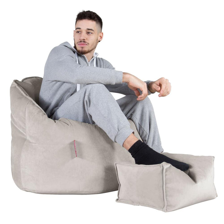 LOUNGE PUG, Poltrona Sacco 'Abbraccio', Pouf, Velluto - Argento