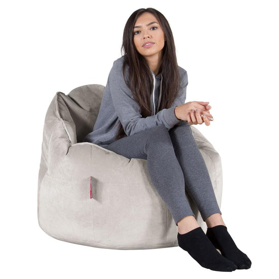 LOUNGE PUG, Poltrona Sacco 'Abbraccio', Pouf, Velluto - Argento