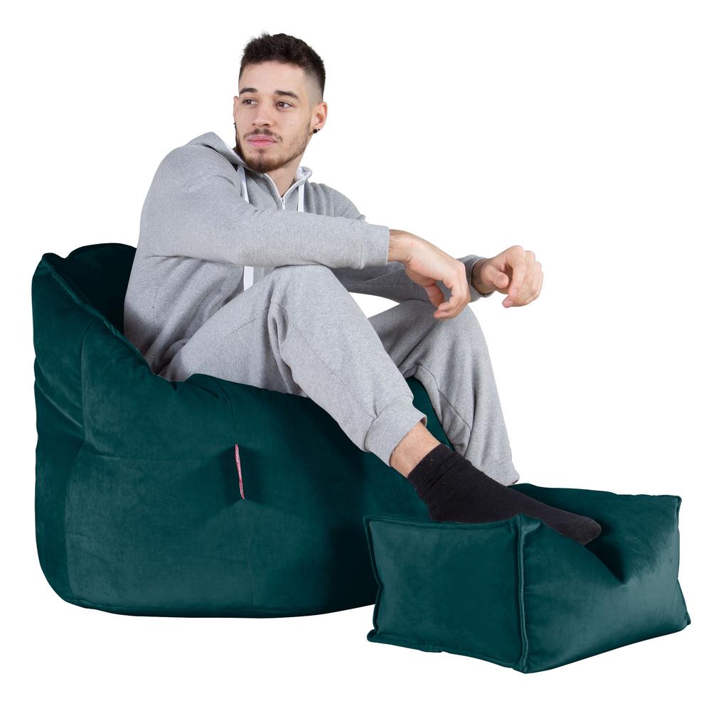 LOUNGE PUG, Poltrona Sacco 'Abbraccio', Pouf, Velluto - Alzavola