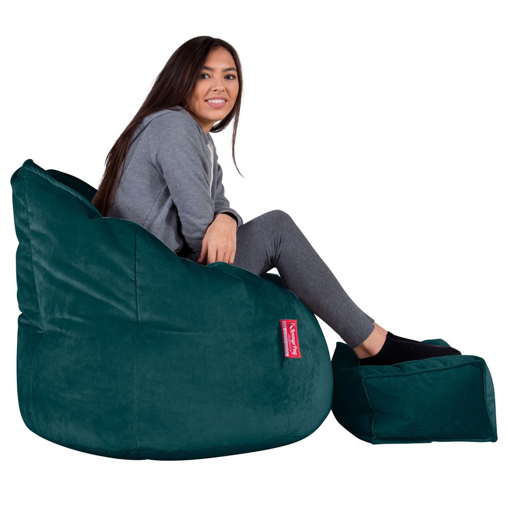 LOUNGE PUG, Poltrona Sacco 'Abbraccio', Pouf, Velluto - Alzavola