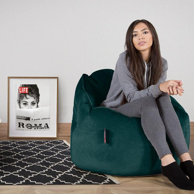 LOUNGE PUG, Poltrona Sacco 'Abbraccio', Pouf, Velluto - Alzavola