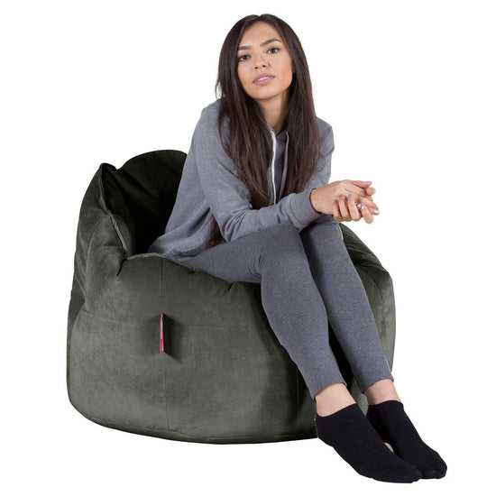 LOUNGE PUG, Poltrona Sacco 'Abbraccio', Pouf, Velluto - Grafite