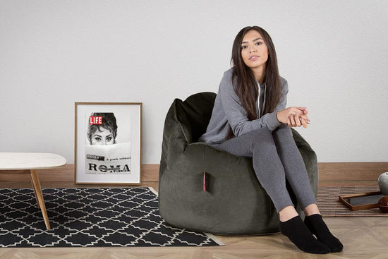 LOUNGE PUG, Poltrona Sacco 'Abbraccio', Pouf, Velluto - Grafite